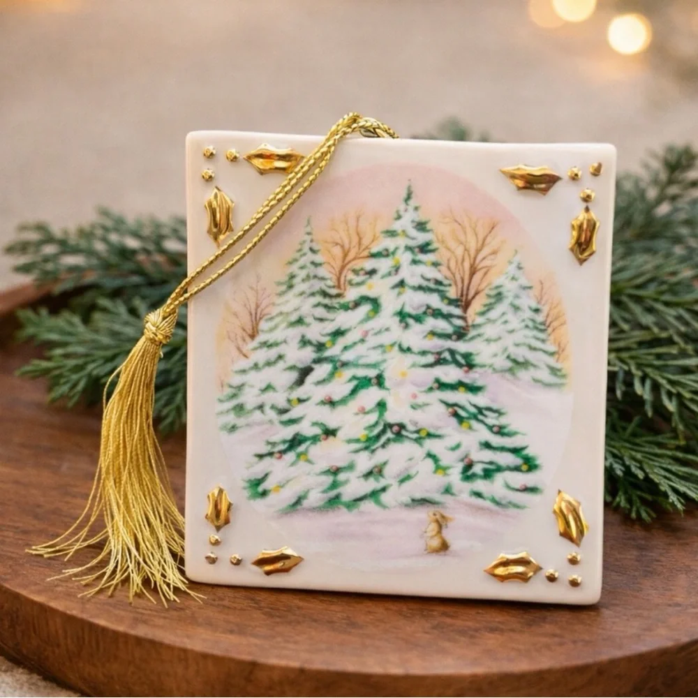 Vintage Lenox Whispering Trees Porcelain Book Ornament 1st Series Christmas
